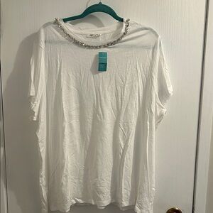 Maurices White Tee with Gem Embellishments